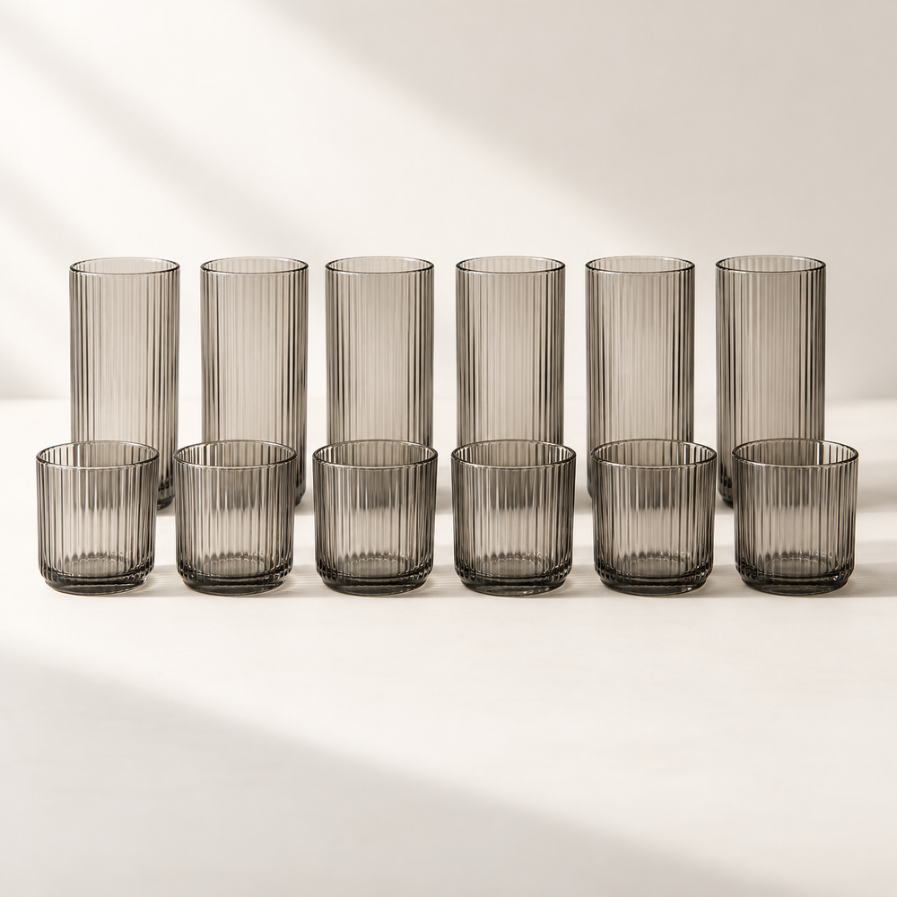 Brume Ribbed Glassware Set complete product view