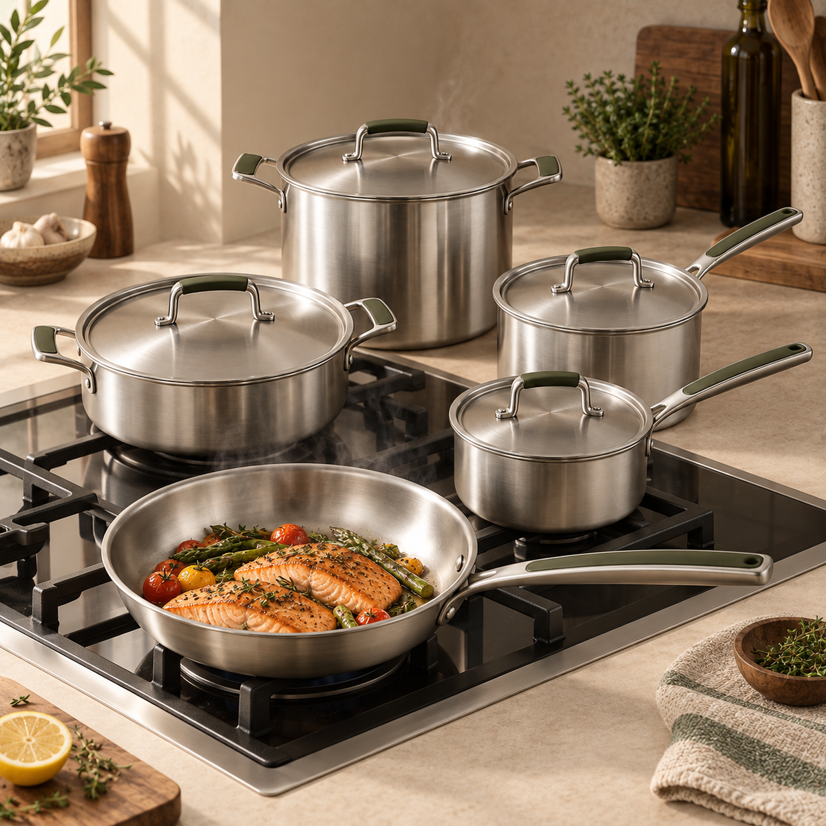 Feron Tri-Ply Cookware Set lifestyle view
