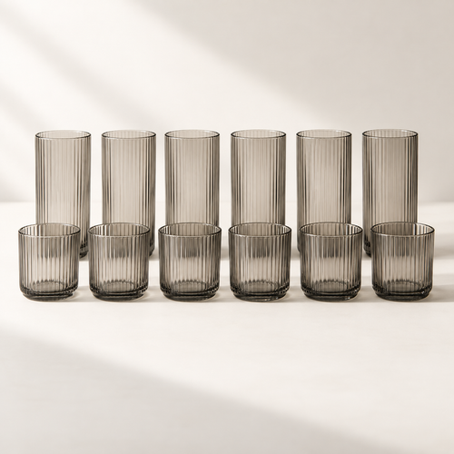 Brume Ribbed Glassware Set complete product view