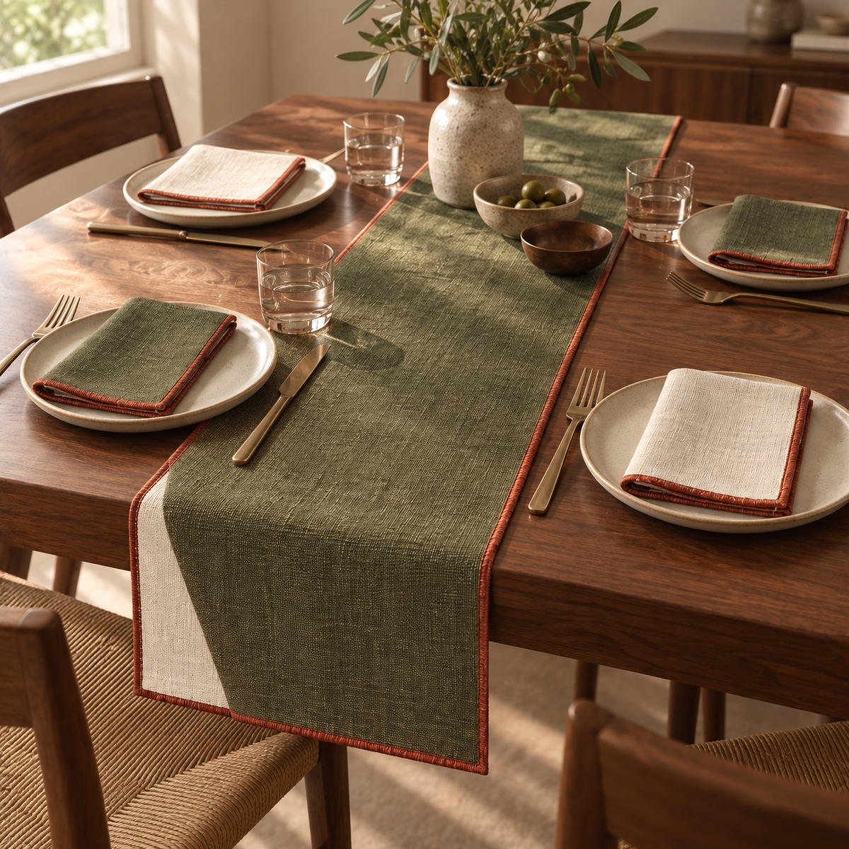 Elowen Woven Table Linen Set lifestyle view
