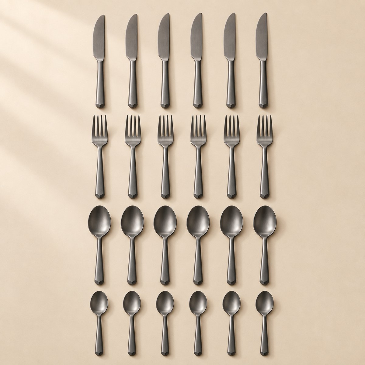 Varnen Satin Flatware Set complete configuration view