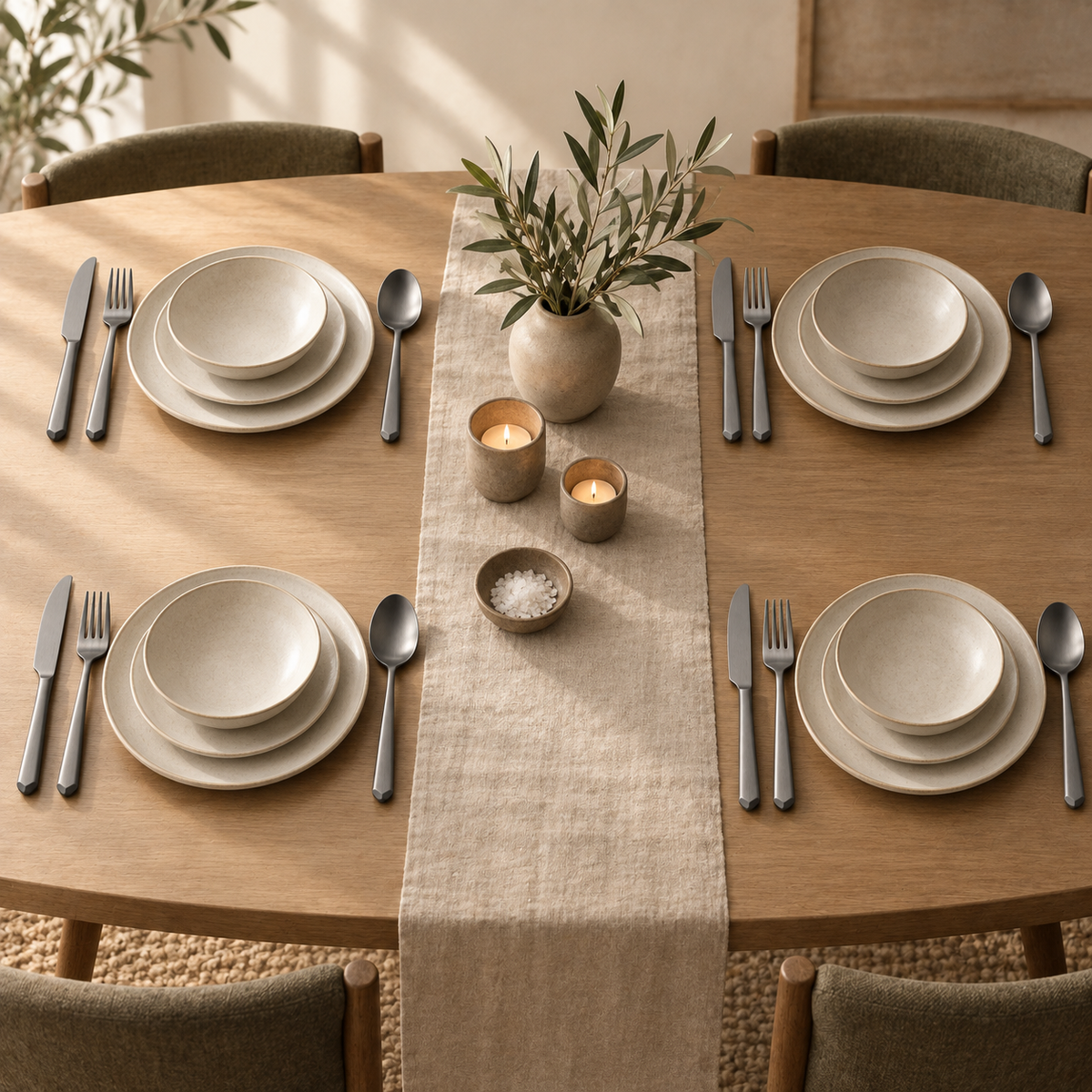 Varnen Satin Flatware Set lifestyle view